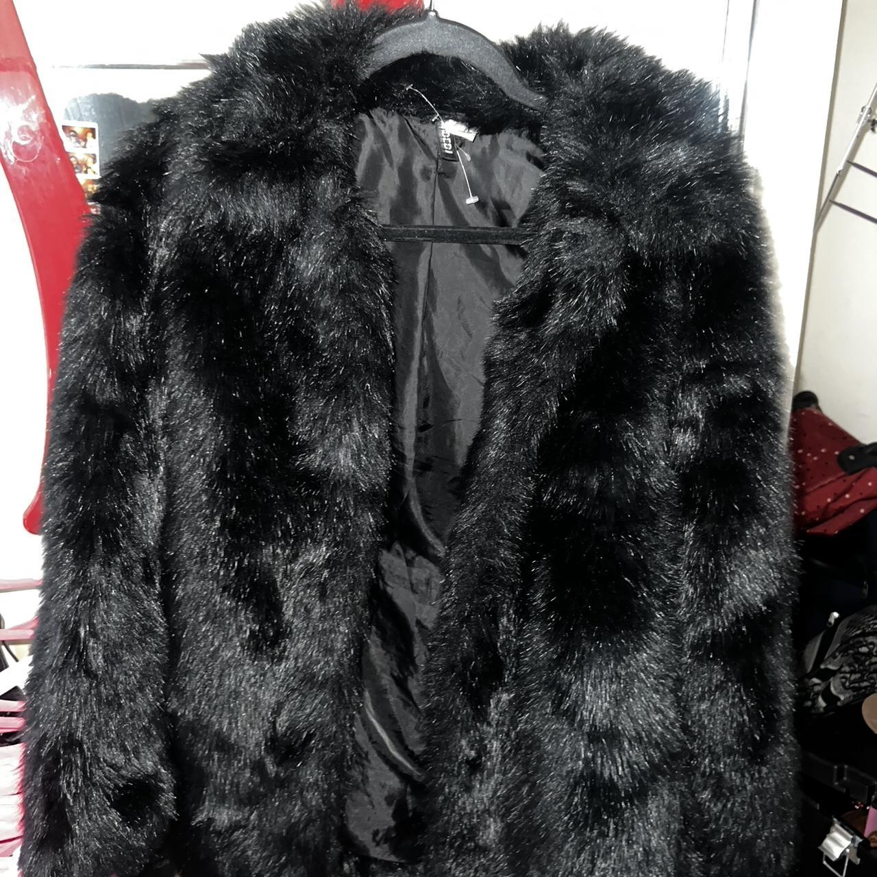 Black faux fur coat h&m best sale