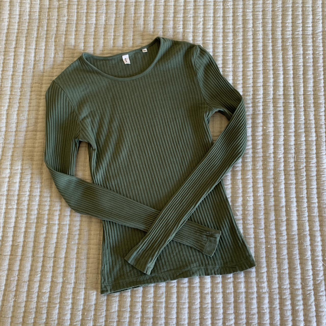 Sage green Kotn long sleeve rib knit tee Such a cute... - Depop