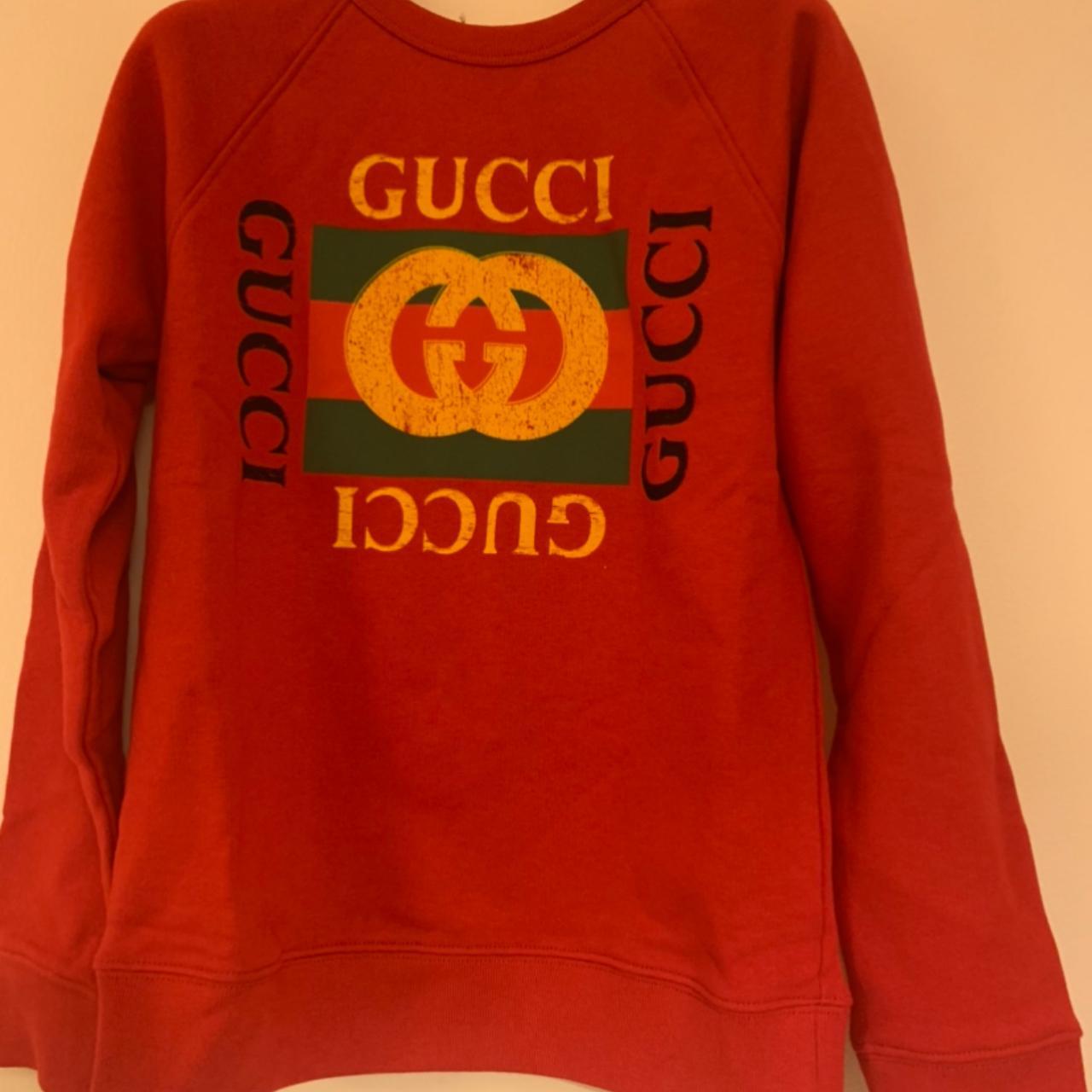 Gucci Men's Red Sweatshirt | Depop