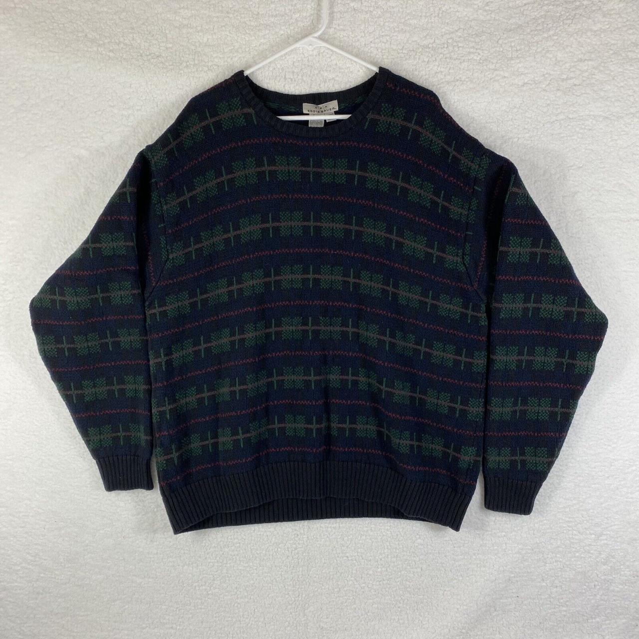 Eddie Bauer Men's Blue and Green Jumper | Depop