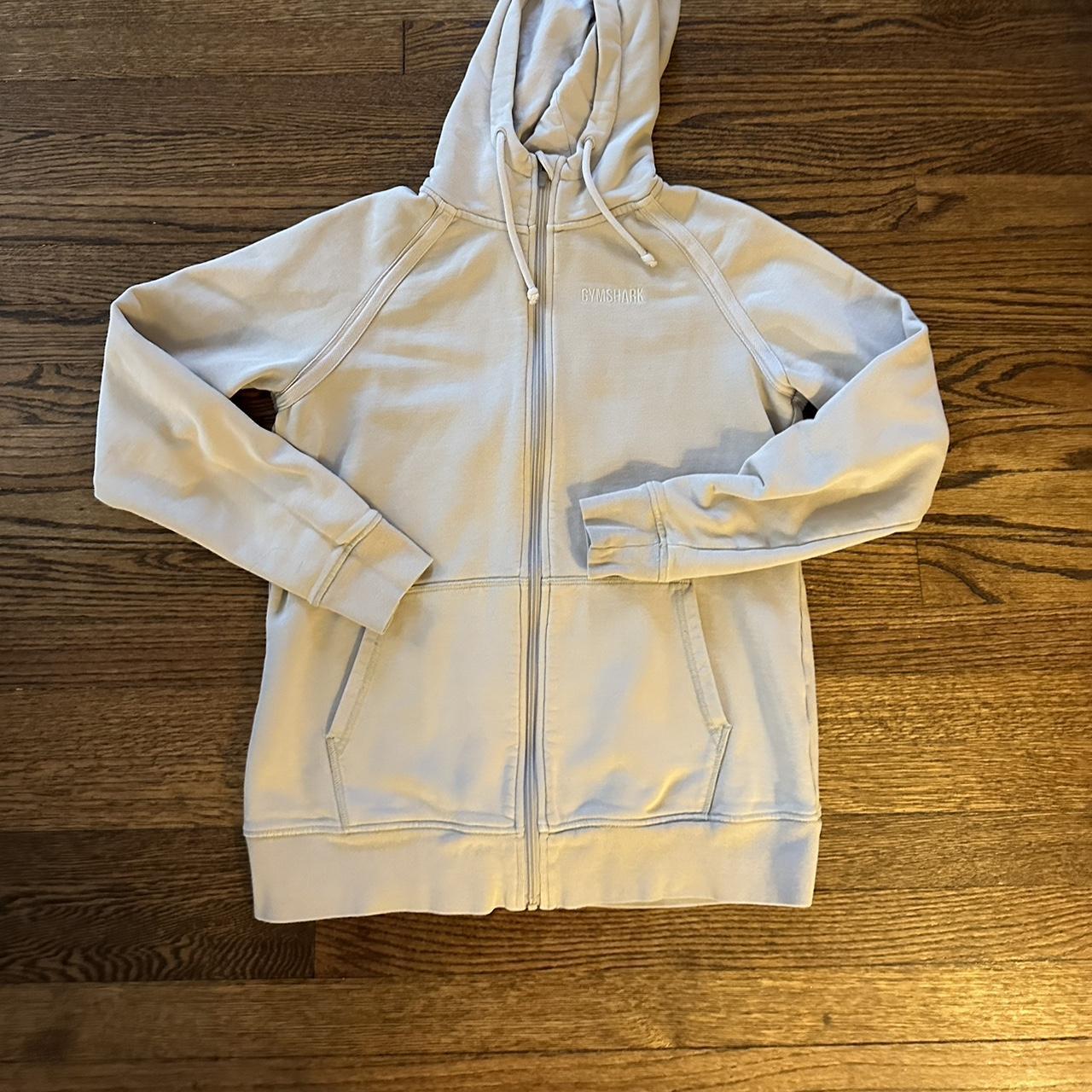 Gymshark cream/skin tone zip up hoodie size small - Depop