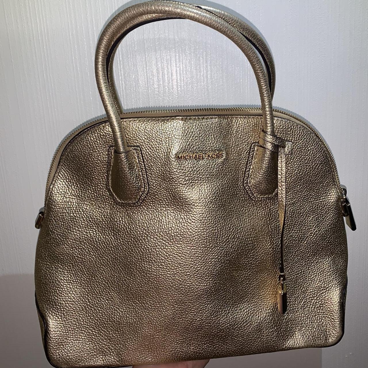 Michael Kors Large Fabric Shoulder Satchel Bag Purse Gold Fabric Canvas  Leather | eBay