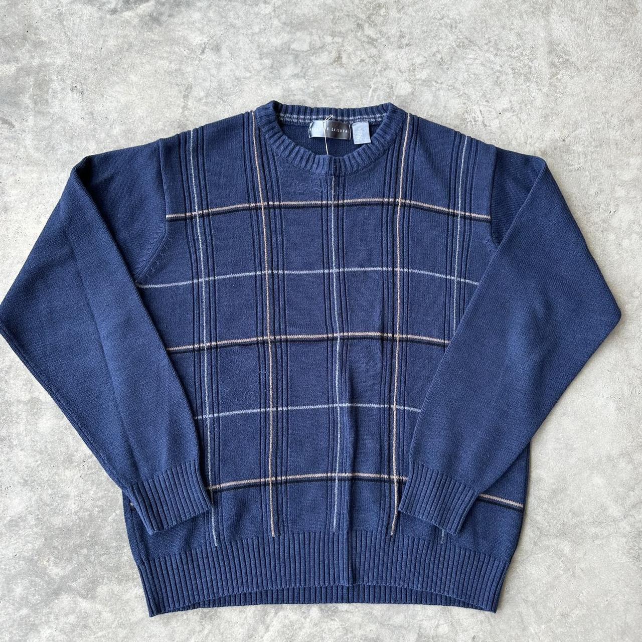 Oscar De La Renta Men s Sweater Blue Pattern. Depop