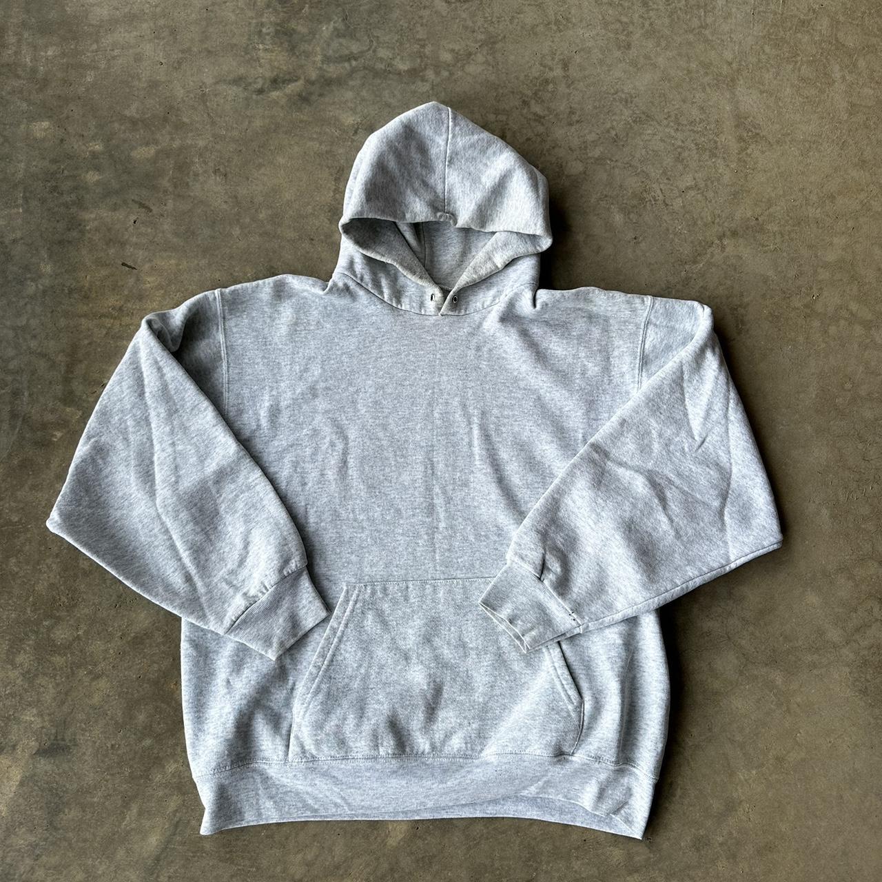 BVD blank Vintage Grey Heather Hoodie BVD Cotton... - Depop