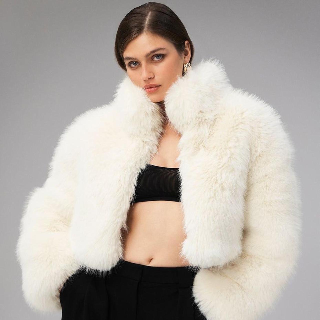 Alo Yoga Fluffy Crop Coat Alo Yoga Faux Fur Cropped Jacket