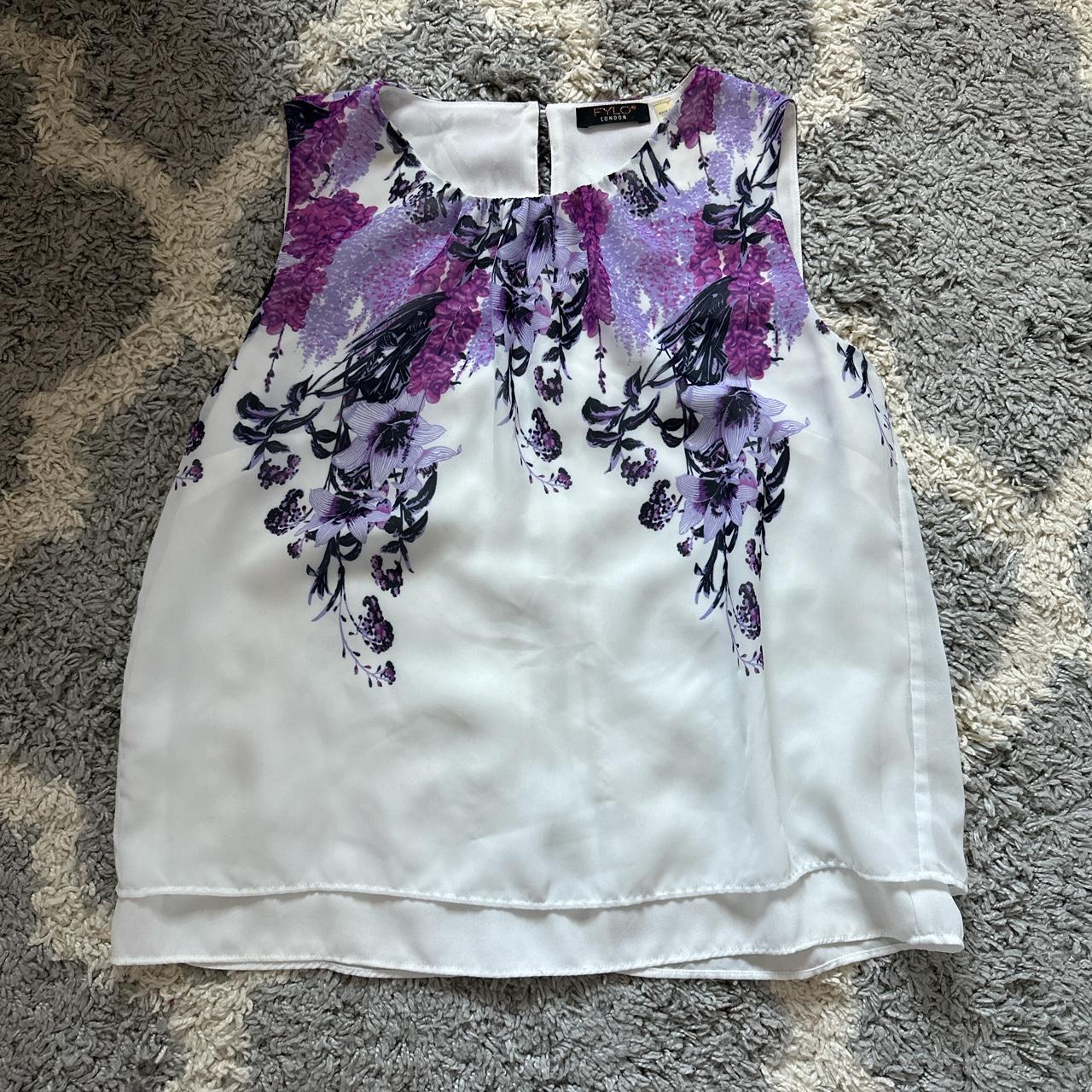 Fly London Women's White and Purple Blouse