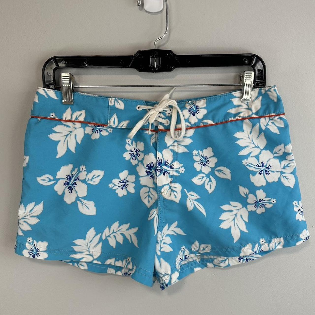 Hurley Women's Blue and White Swim-briefs-shorts | Depop