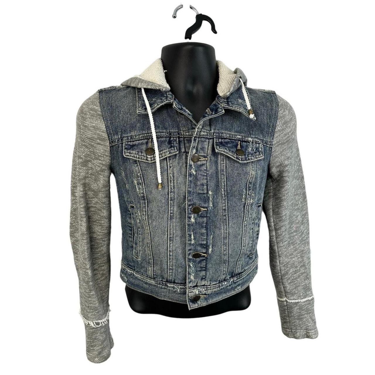 Free People distressed hooded denim jacket buy