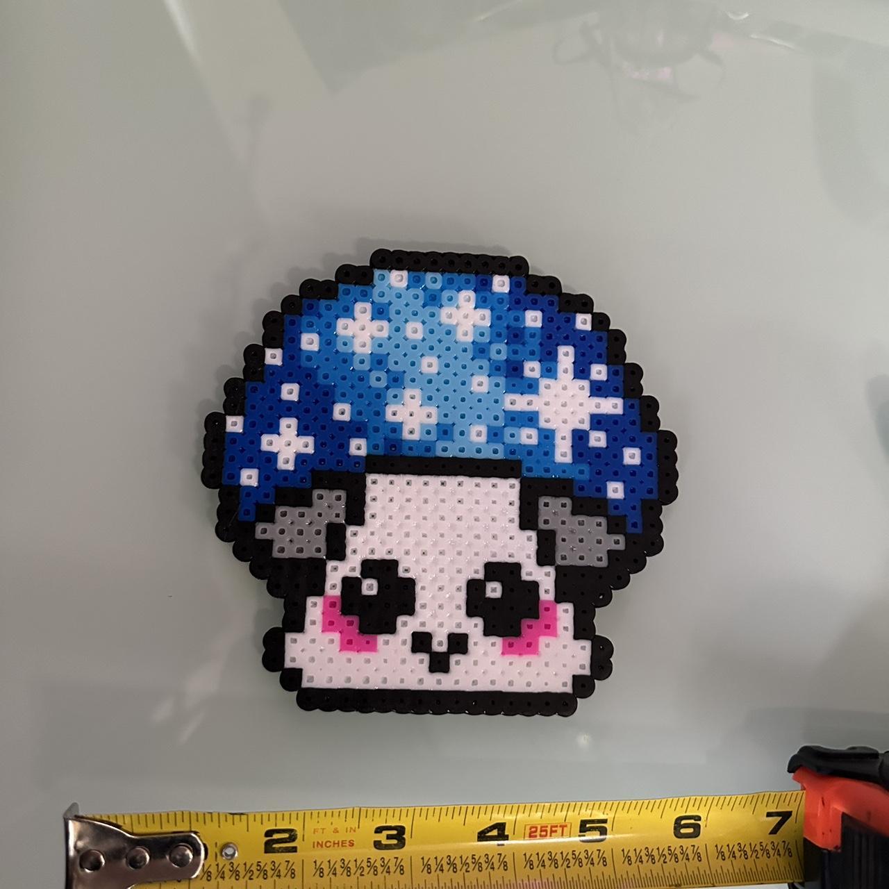 Cute blue happy face mushroom #edm #perler