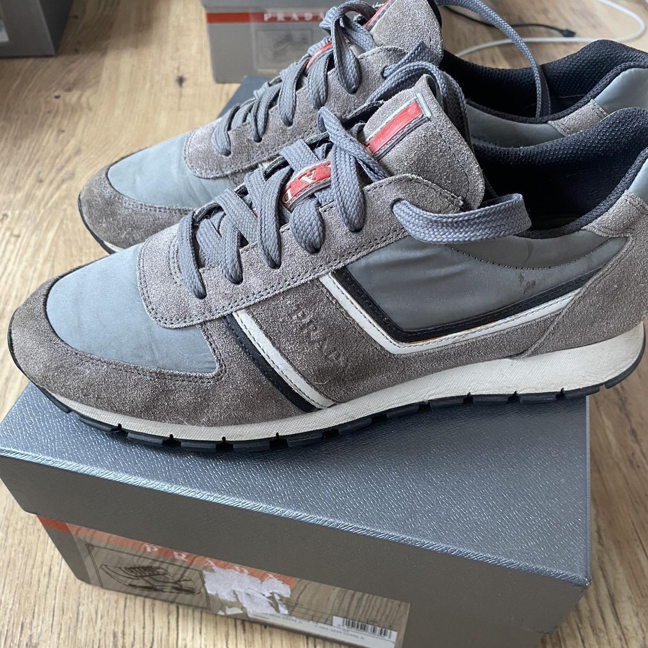 Prada runners in grey suede great condition no. Depop