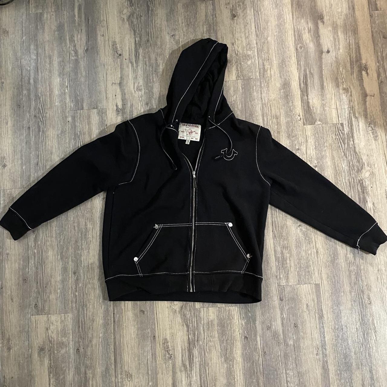 Black True Religion Stitch Hoodie Size: 2XL Could... - Depop