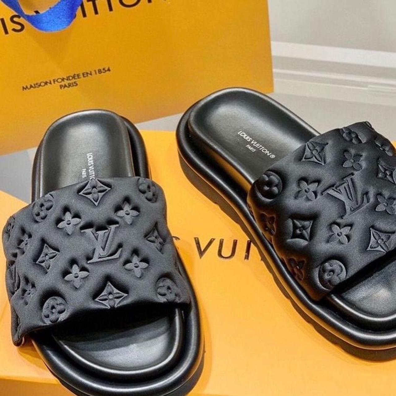 These are the black Louis Vuitton slides. They are... - Depop