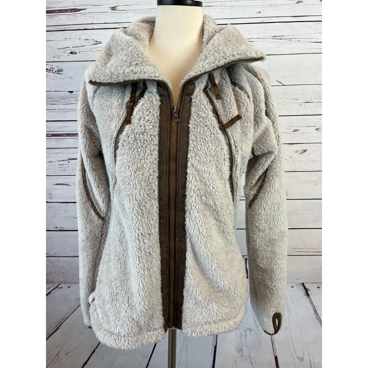 KUHL Flight Jacket Stone Italian Fleece hooded full - Depop