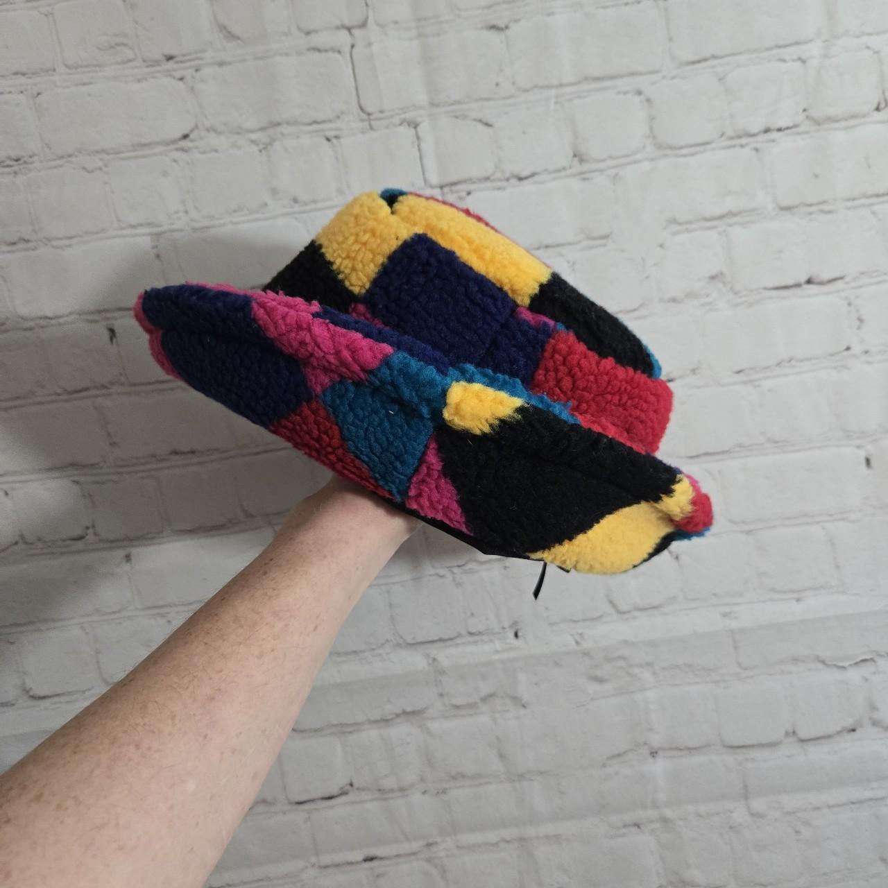 Women's Hat - Multi – Patchwork faux wool colorbl… - image 2