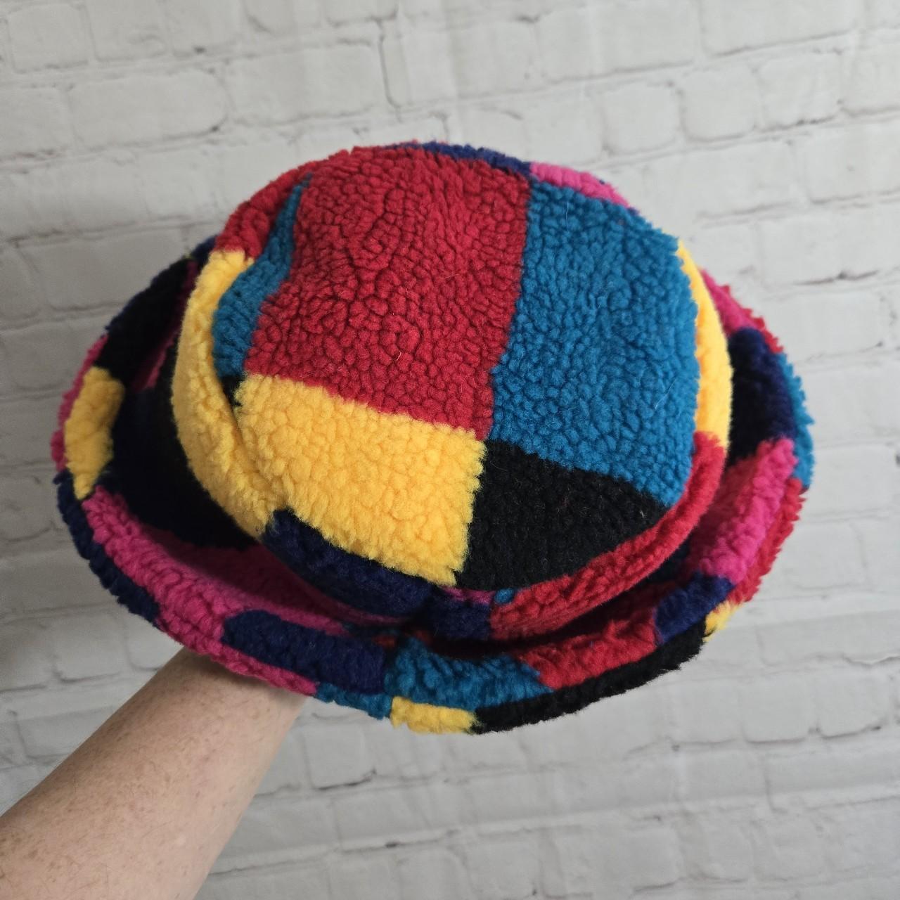 Women's Hat - Multi – Patchwork faux wool colorbl… - image 3