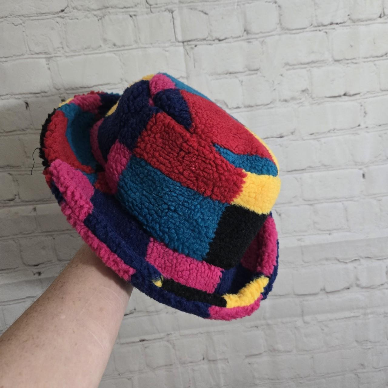 Women's Hat - Multi – Patchwork faux wool colorbl… - image 1