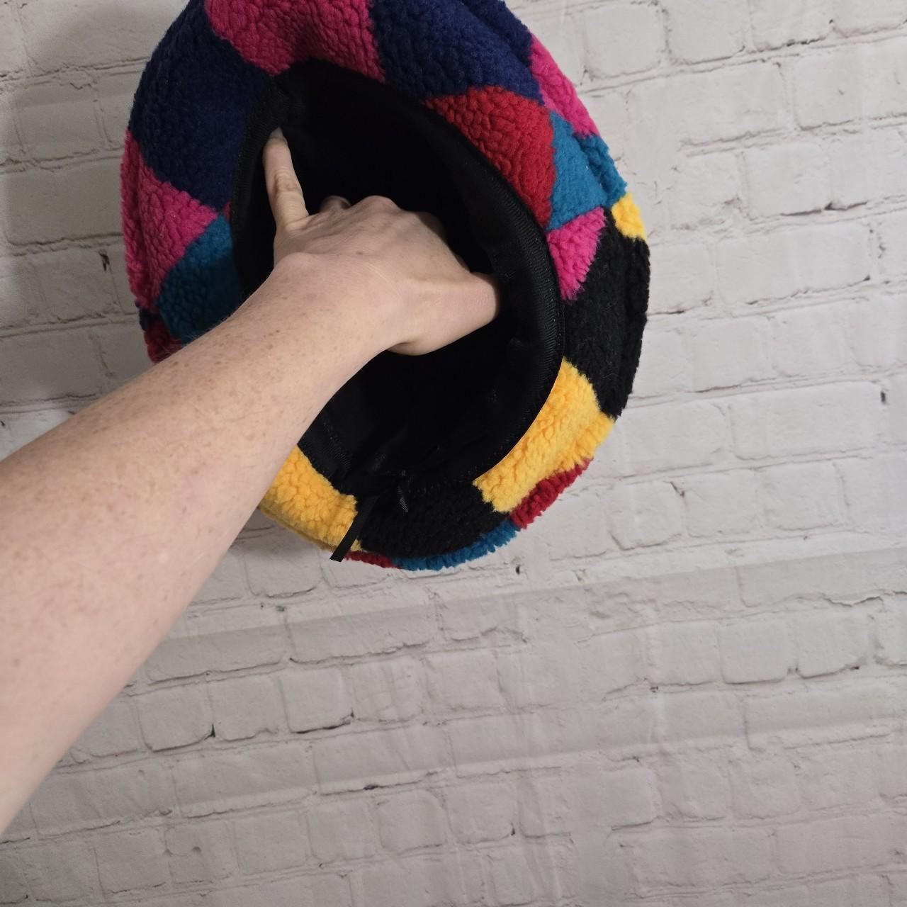 Women's Hat - Multi – Patchwork faux wool colorbl… - image 4