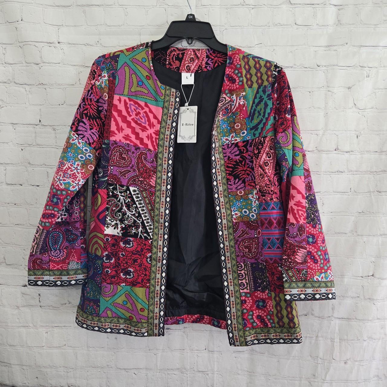 Women's Jacket - Multi/Pink - L – Patchwork paisl… - image 1