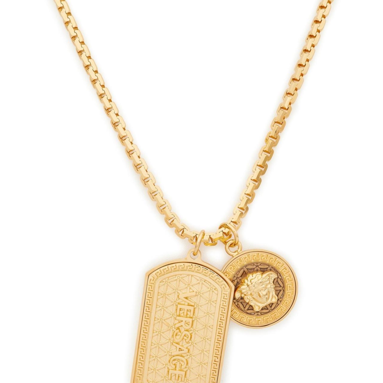 Versace Medusa Dog-Tag Chain Necklace - Gold