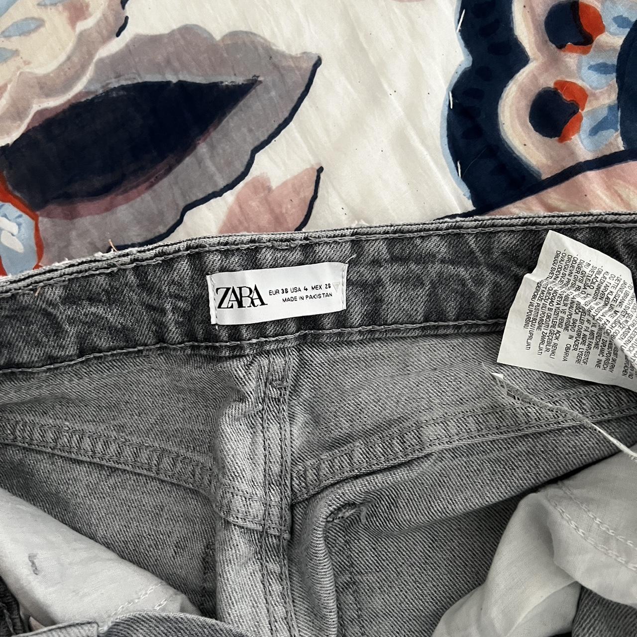 Grey Zara straight leg jeans Perfect condition Rips... Depop