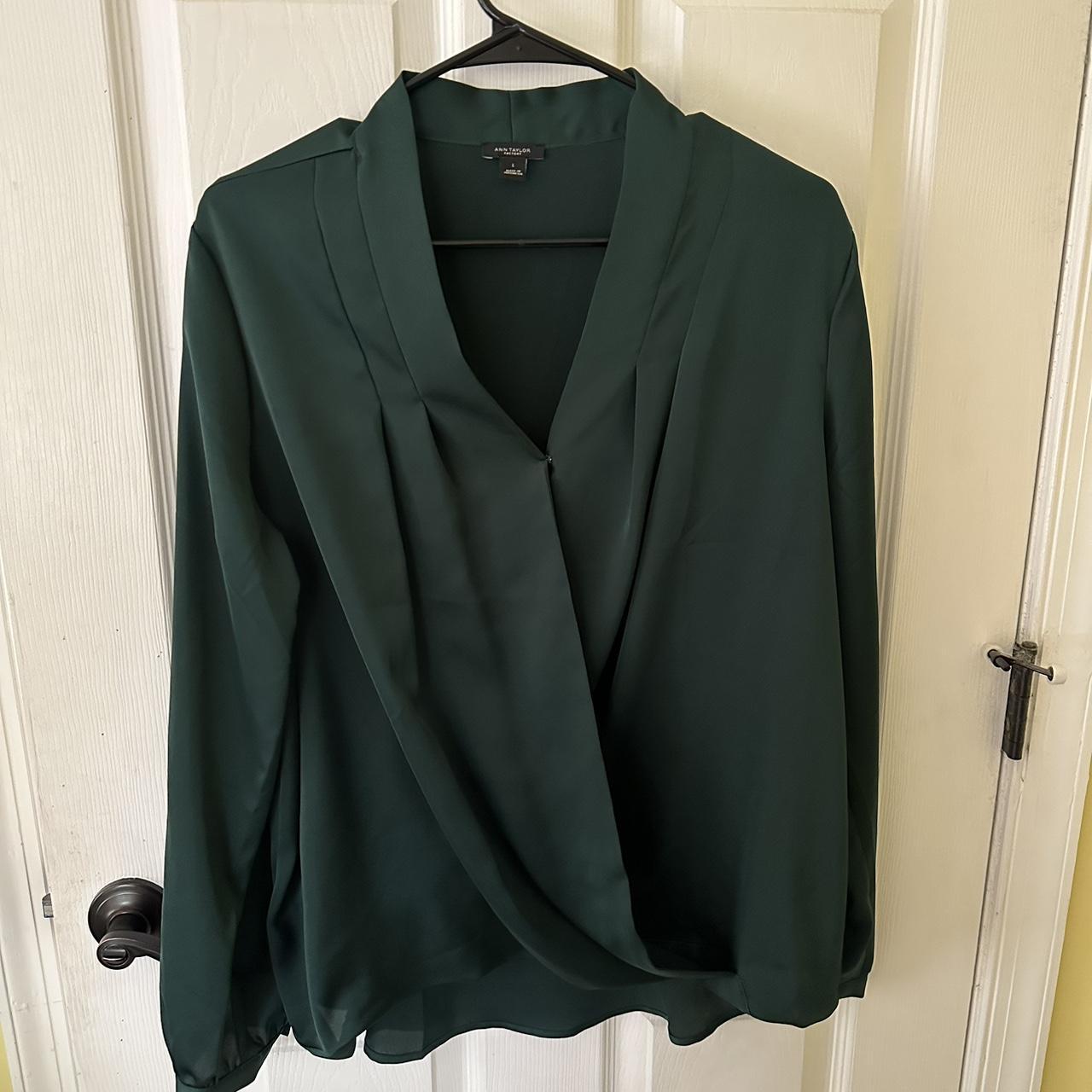 Ann Taylor Women's Green Blouse | Depop