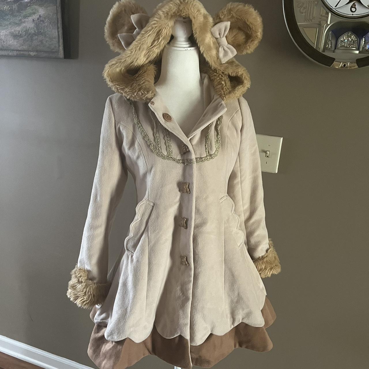 Teddy bear coat with ears on the hood, teddy bear... Depop