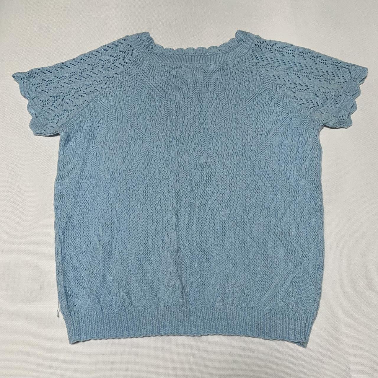 Vintage Women’s Haband Knit Baby Blue Short Sleeve... Depop