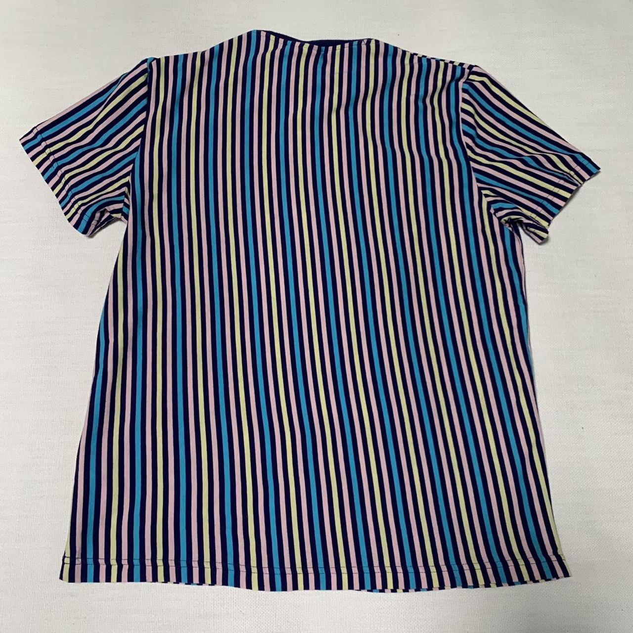 Smurfs Vertical Striped Grouchy Smurf T-Shirt Size... - Depop