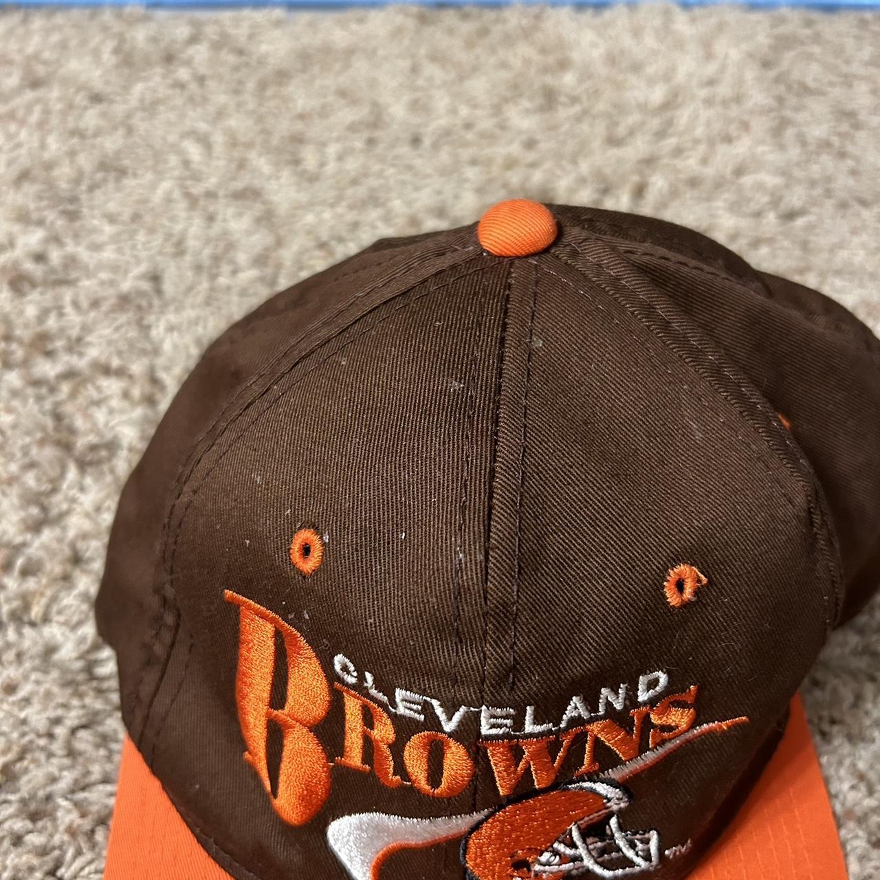 VINTAGE Cleveland Browns Hat Cap Snap Back Brown Orange Script