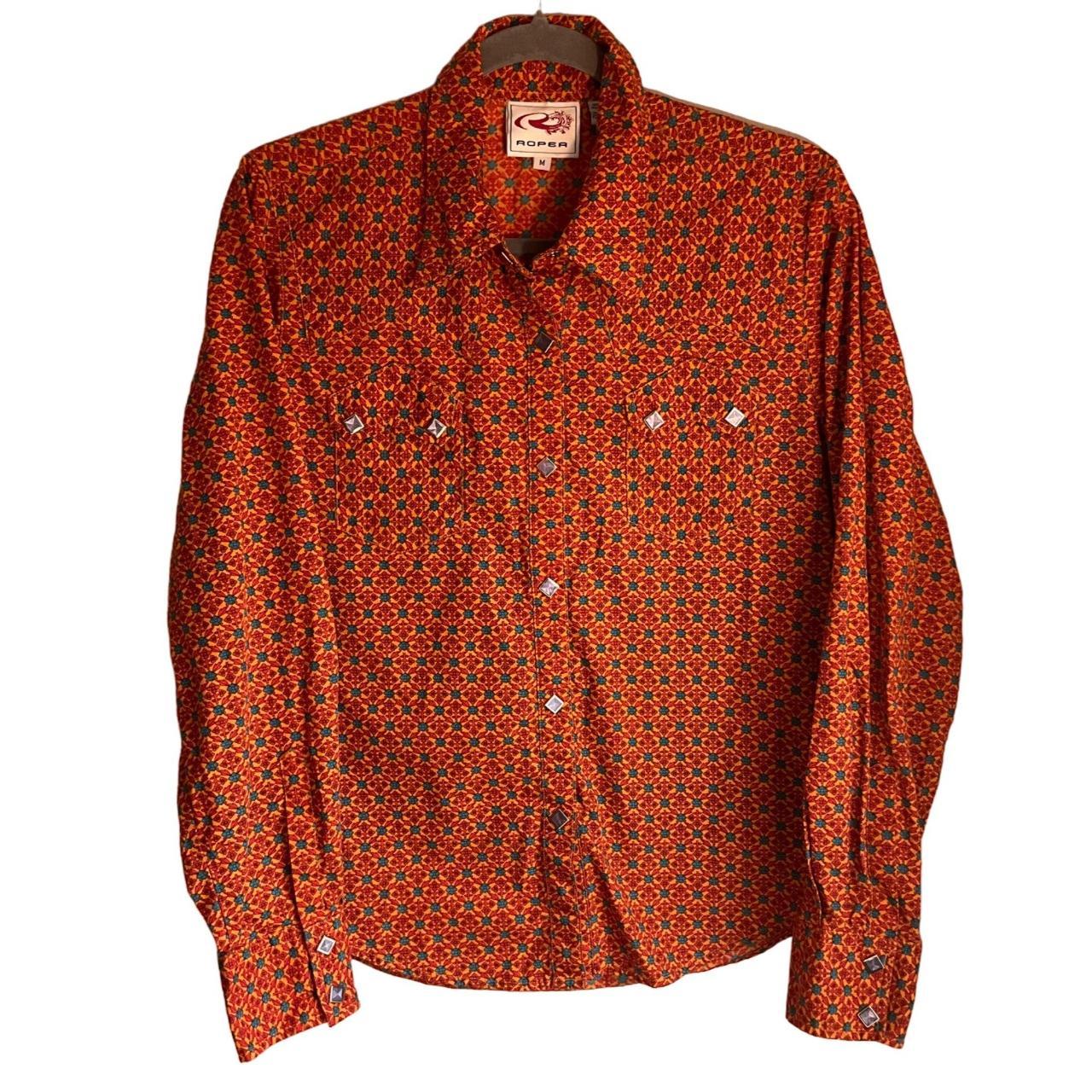 Women's Button-Down Western Shirt - Orange