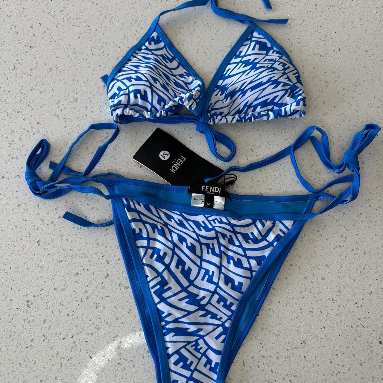 Fendi Blue Bikini Set (Top & Bottoms Included) S-XL... - Depop