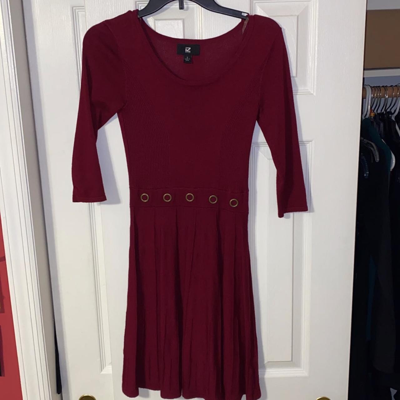 IZ Byer Women's Red and Burgundy Dress | Depop