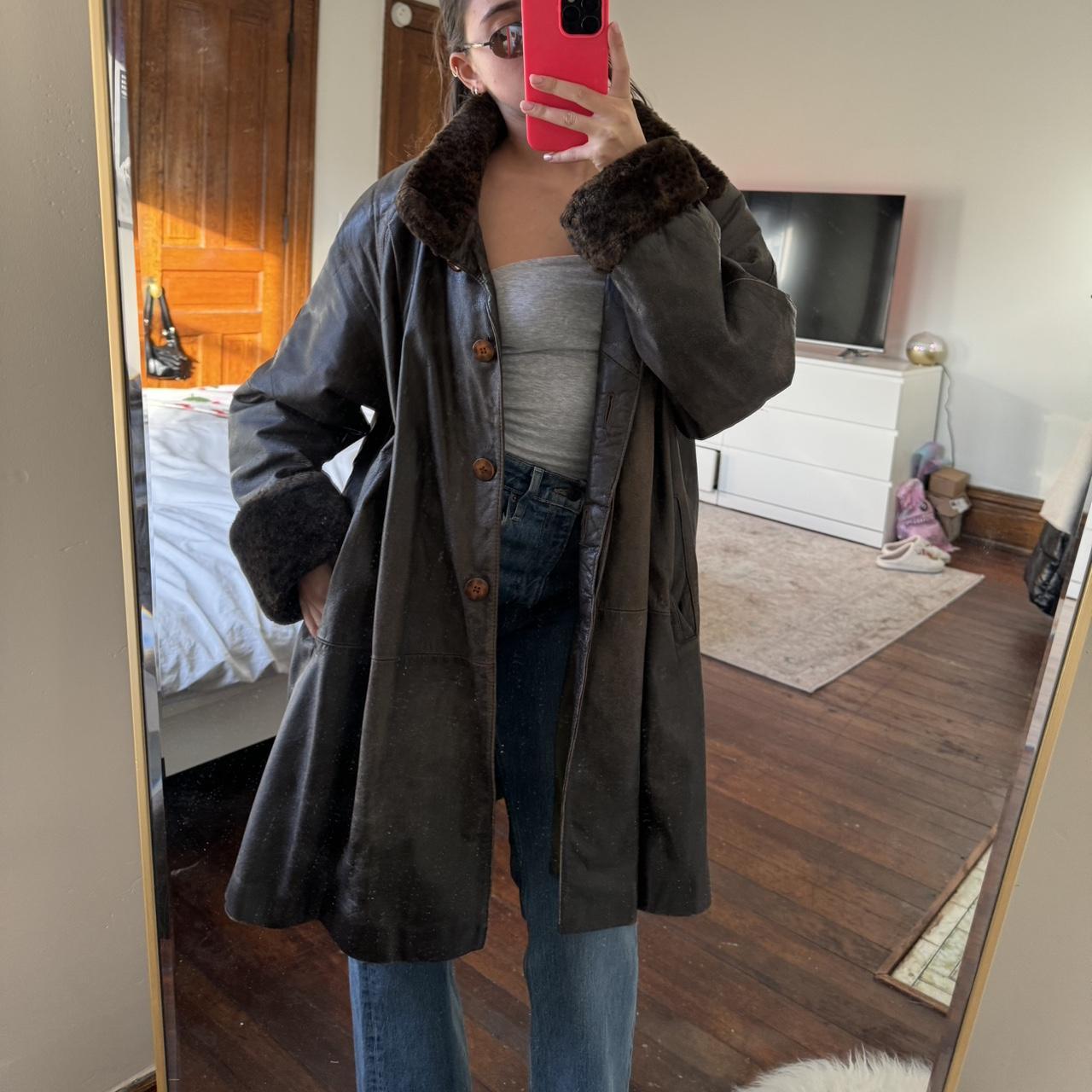 ジャケット・アウター 90s pelle pelle nylon mods fur coat 1/1 Red embellished leather jacket with a detachable | Depop