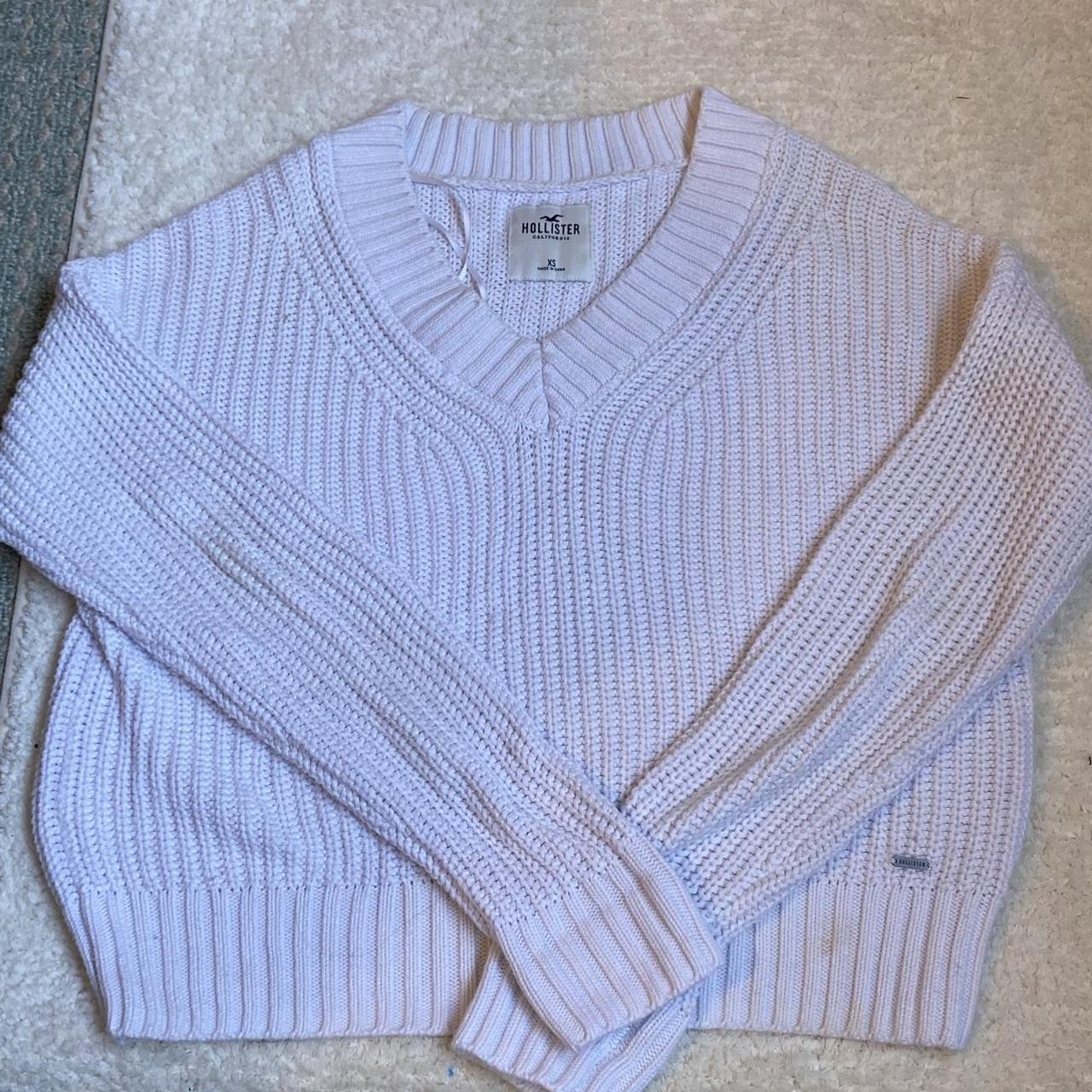 Hollister chunky knit white jumper Size XS... - Depop