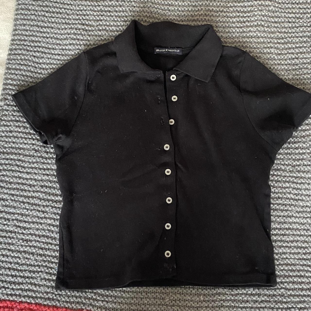Black Brandy Melville polo shirt sleeve top One... Depop
