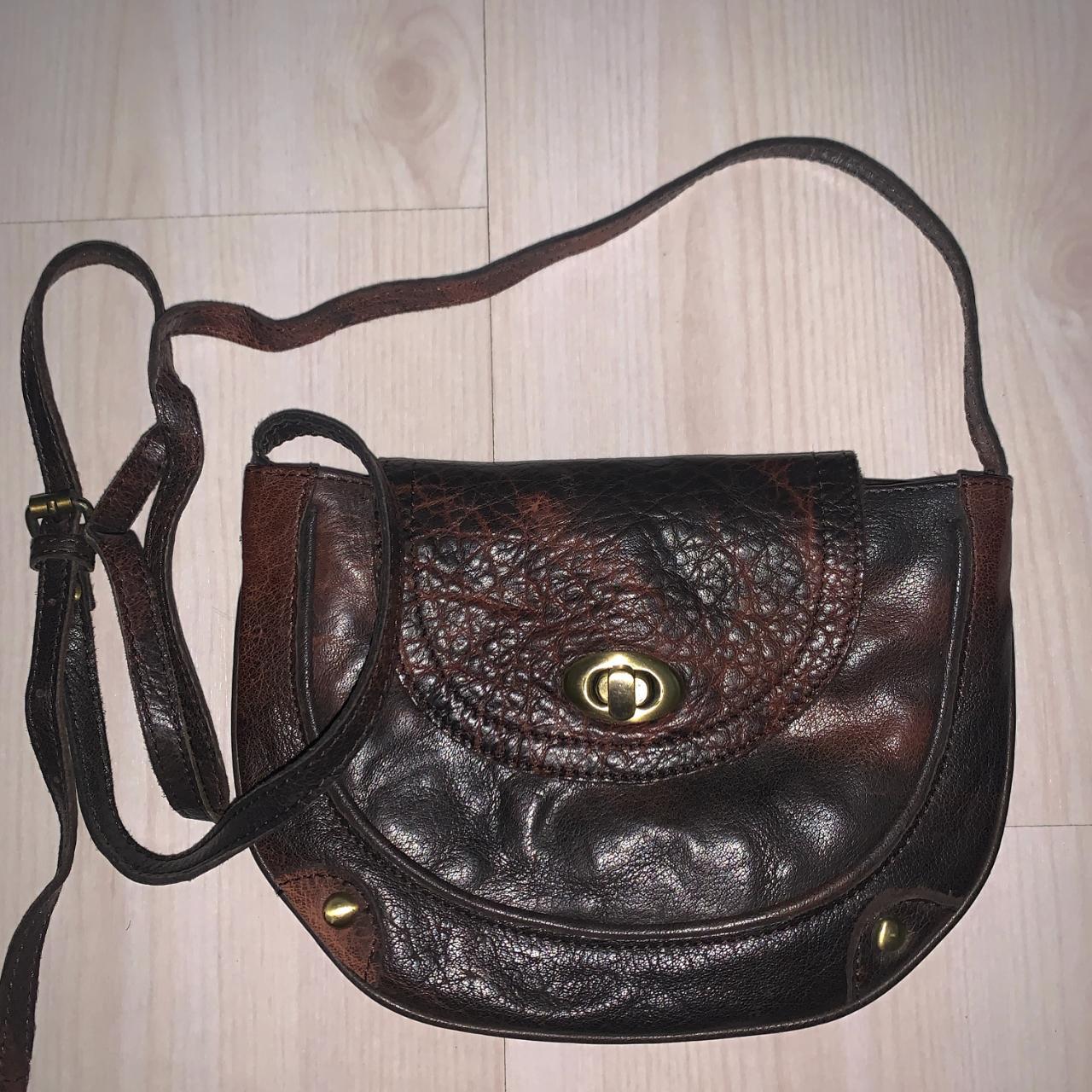 Topshop Brown Leather Semi-circle Purse 00s Topshop... - Depop