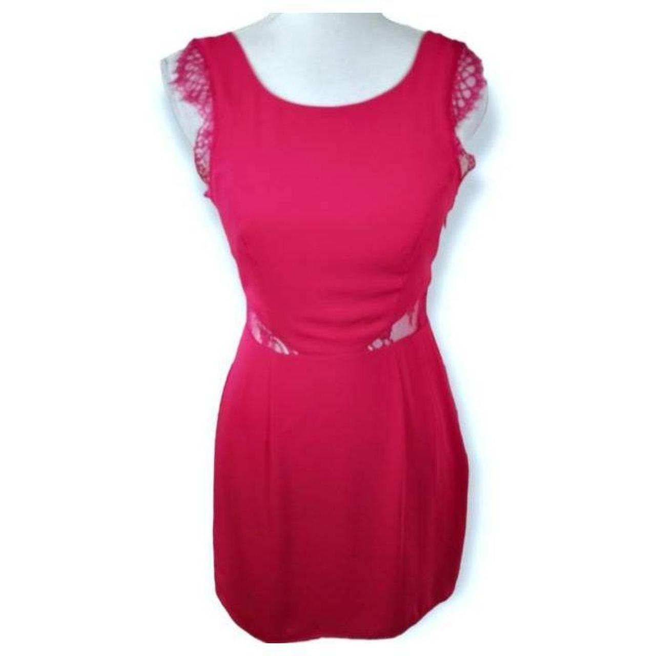 BCBGMAXAZRIA FUCHSIA LACE CUTOUT DRESS SZ.4 EUC. Depop