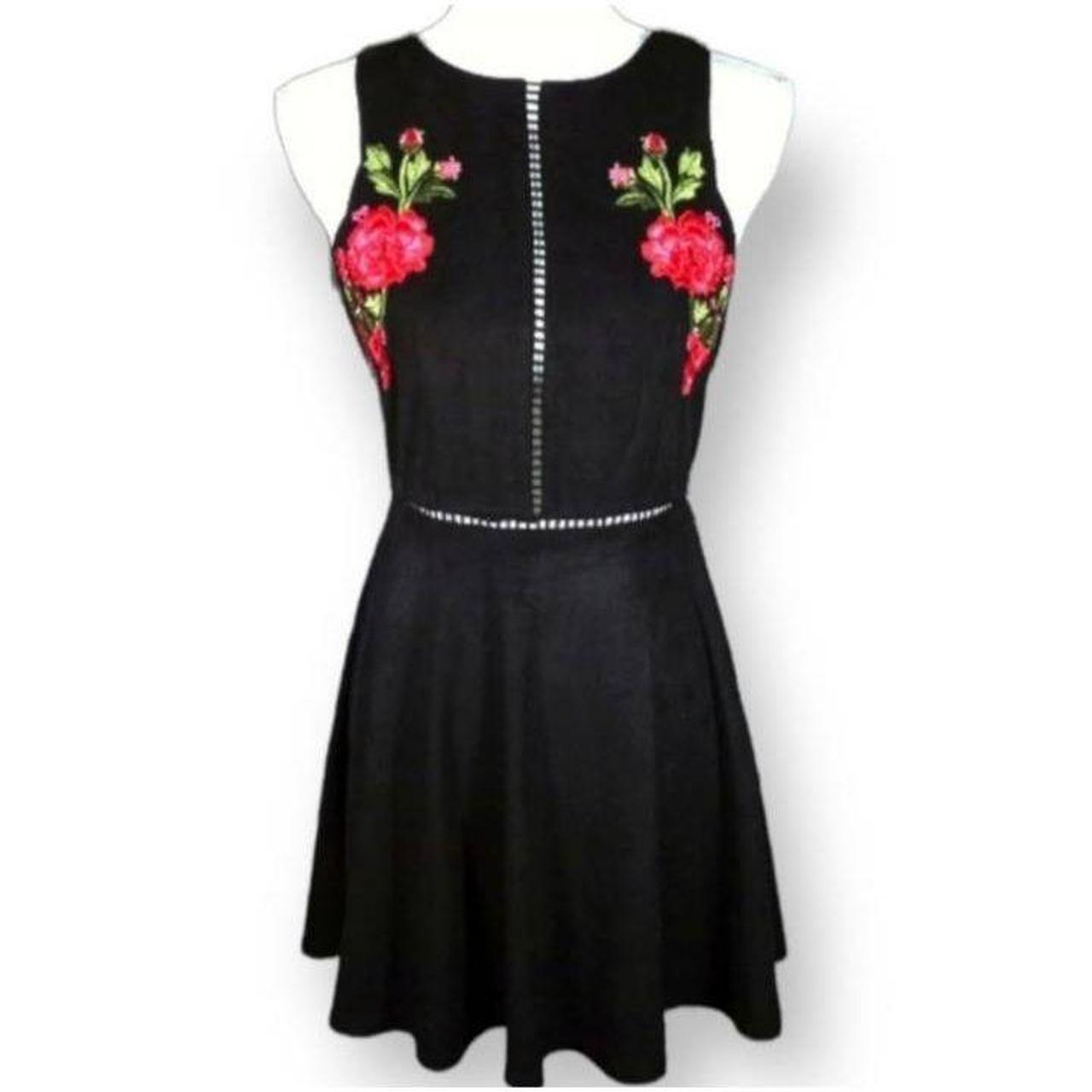 Forever 21 black clearance dress with red flowers