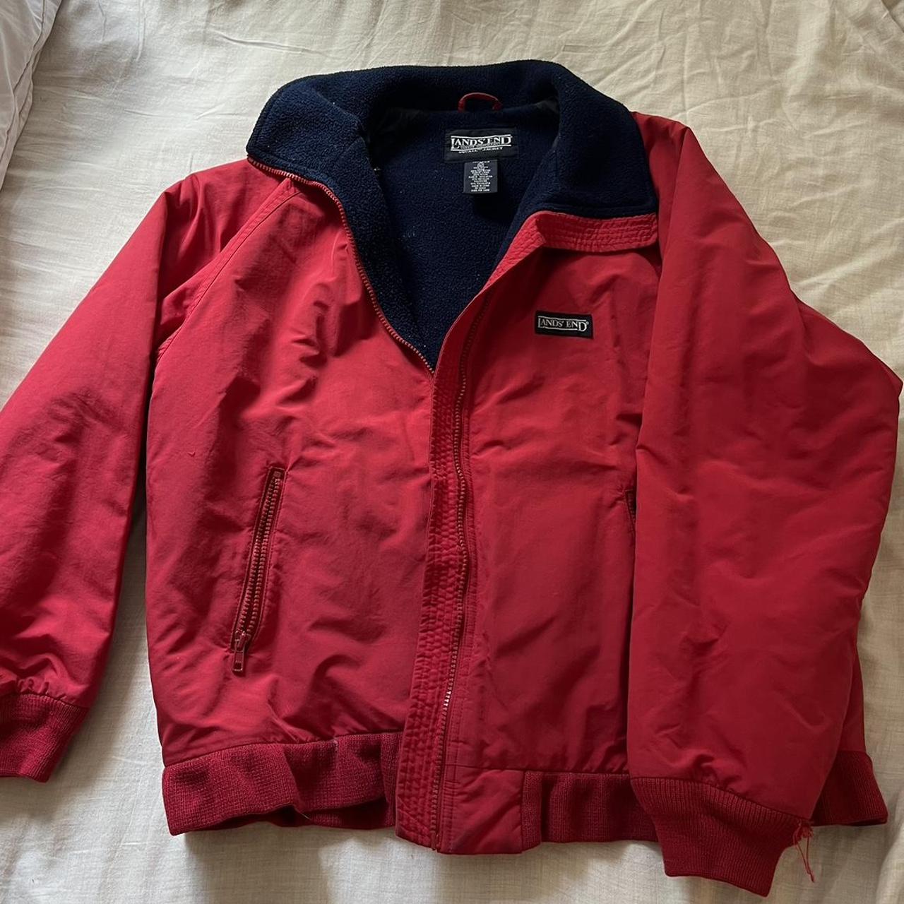 Lands' End Women's Navy and Red Jacket Depop