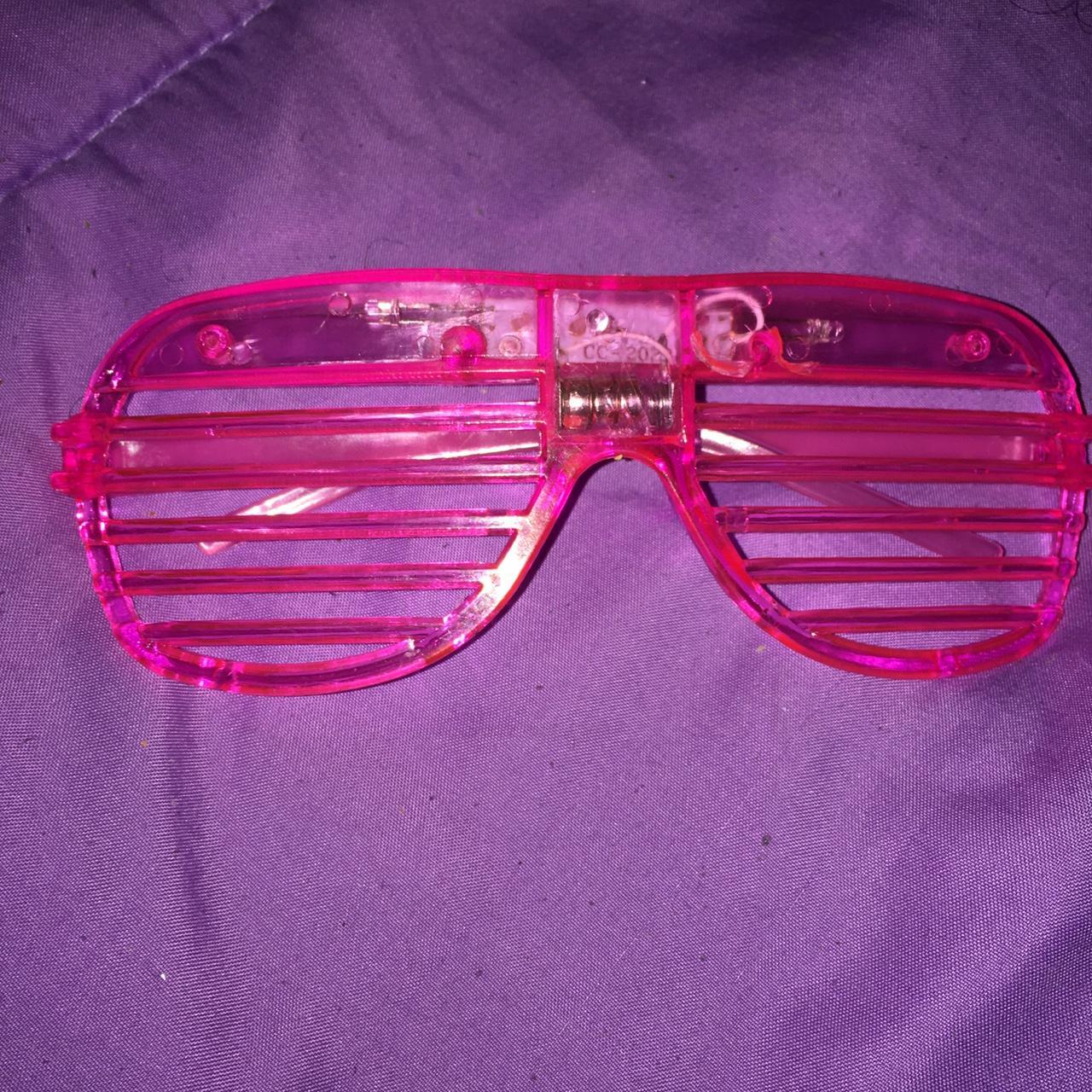 Pink led rave glasses - Depop