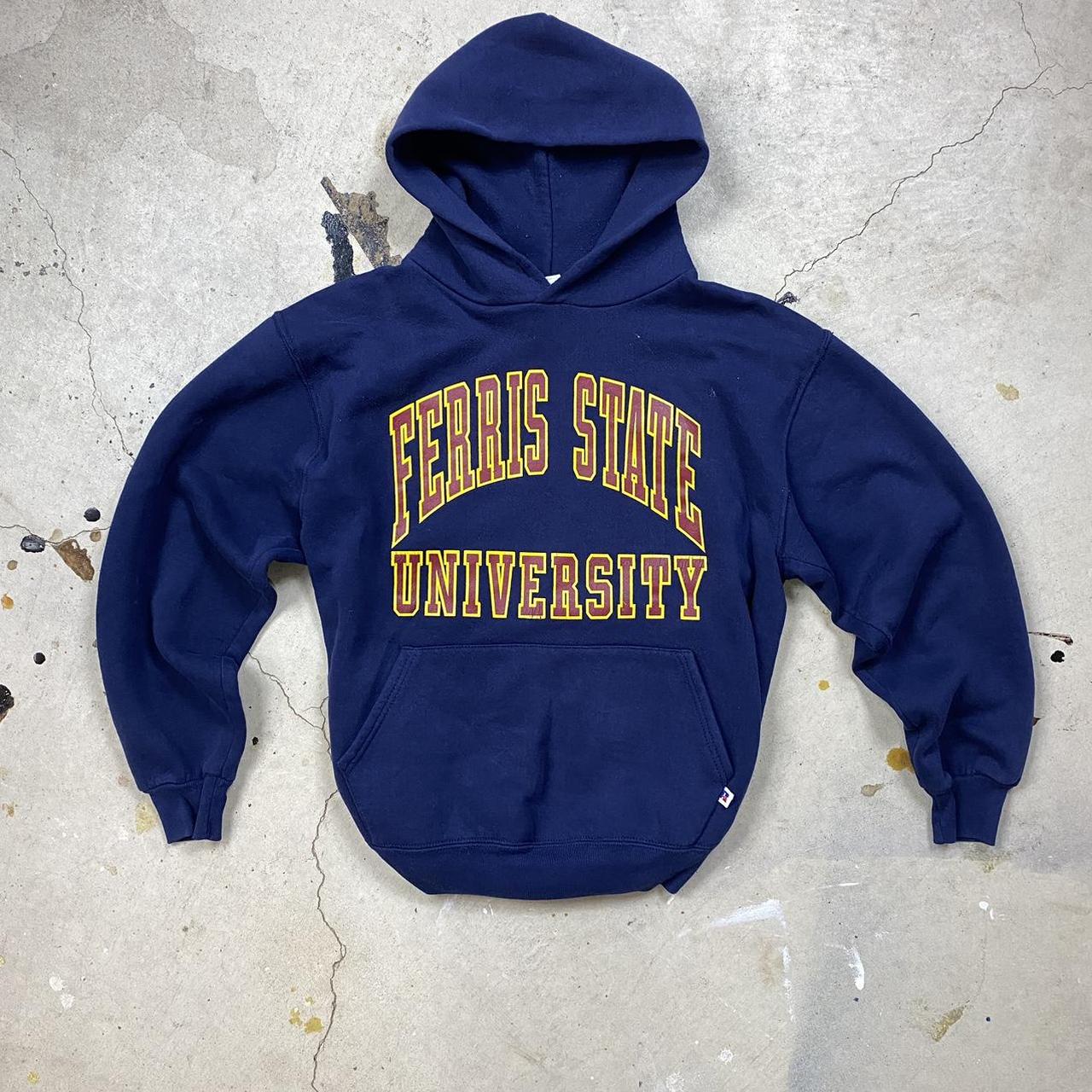 Ferris State University Navy Russell Hoodie Made in... - Depop