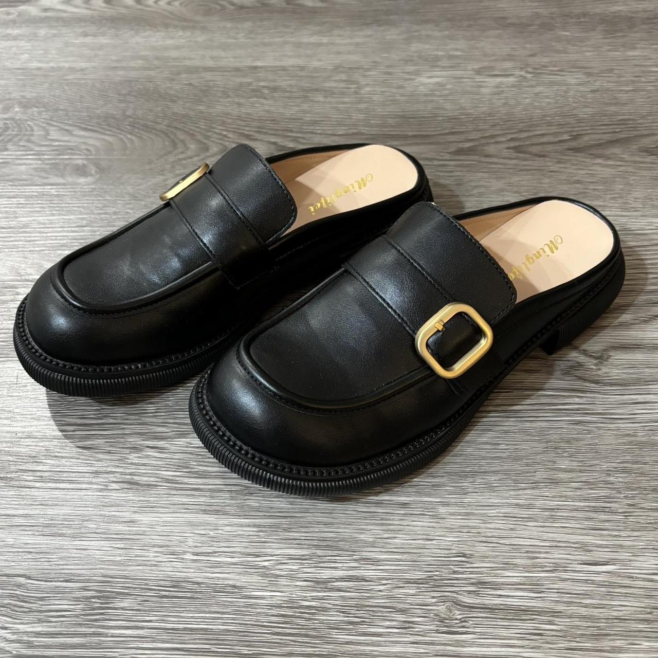 Black loafers. Cute buckle detail and in great... - Depop