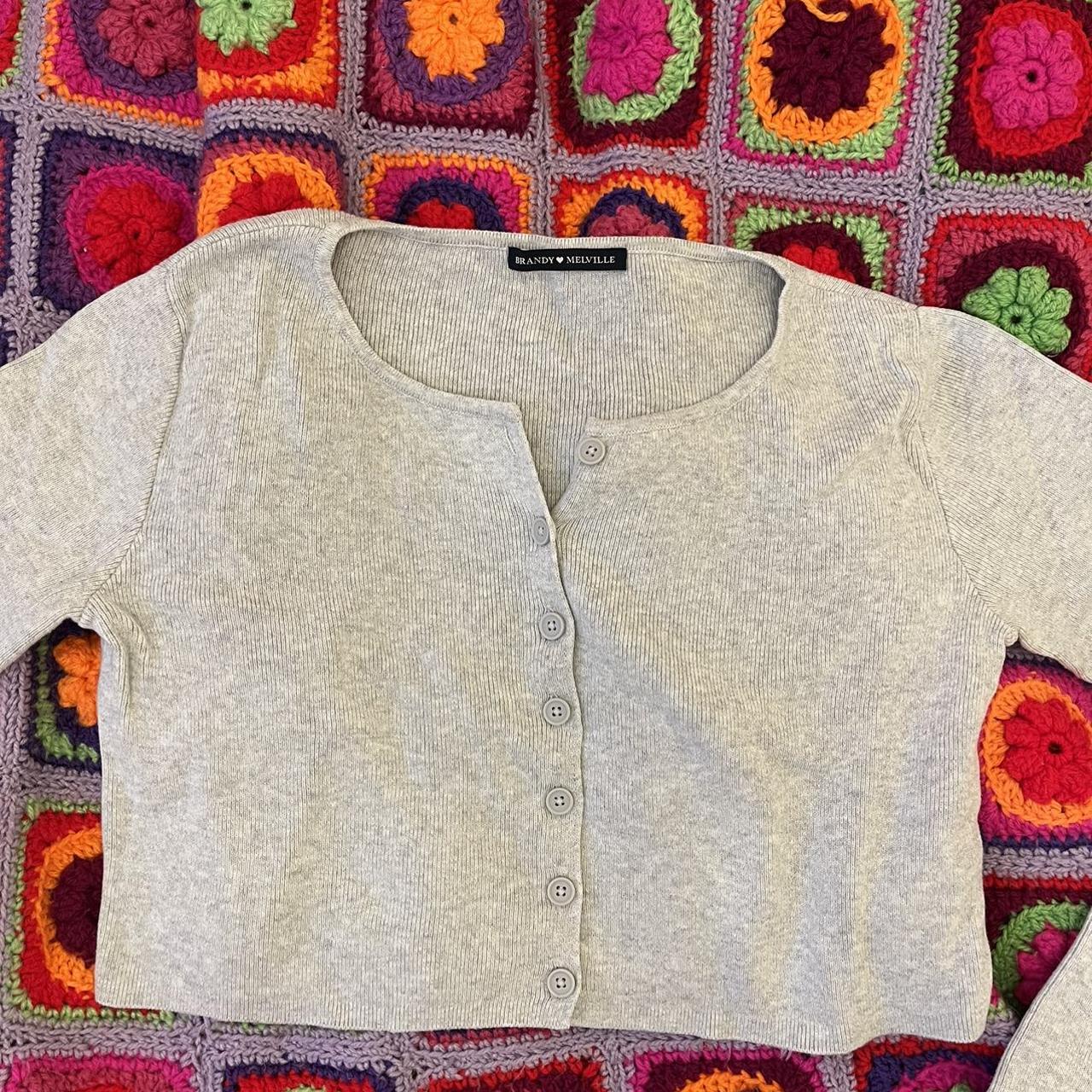 Brandy Melville grey button up top. Button up... - Depop