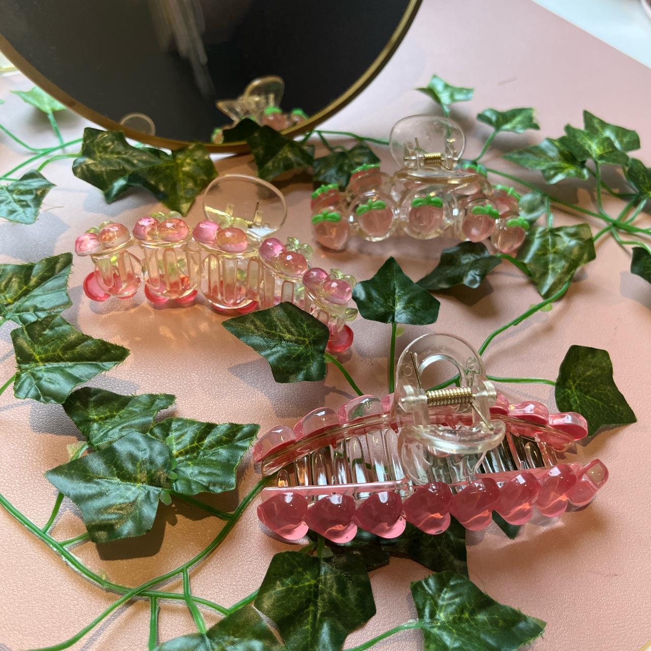 cutest pink themed 3piece bundle of hair clips... Depop
