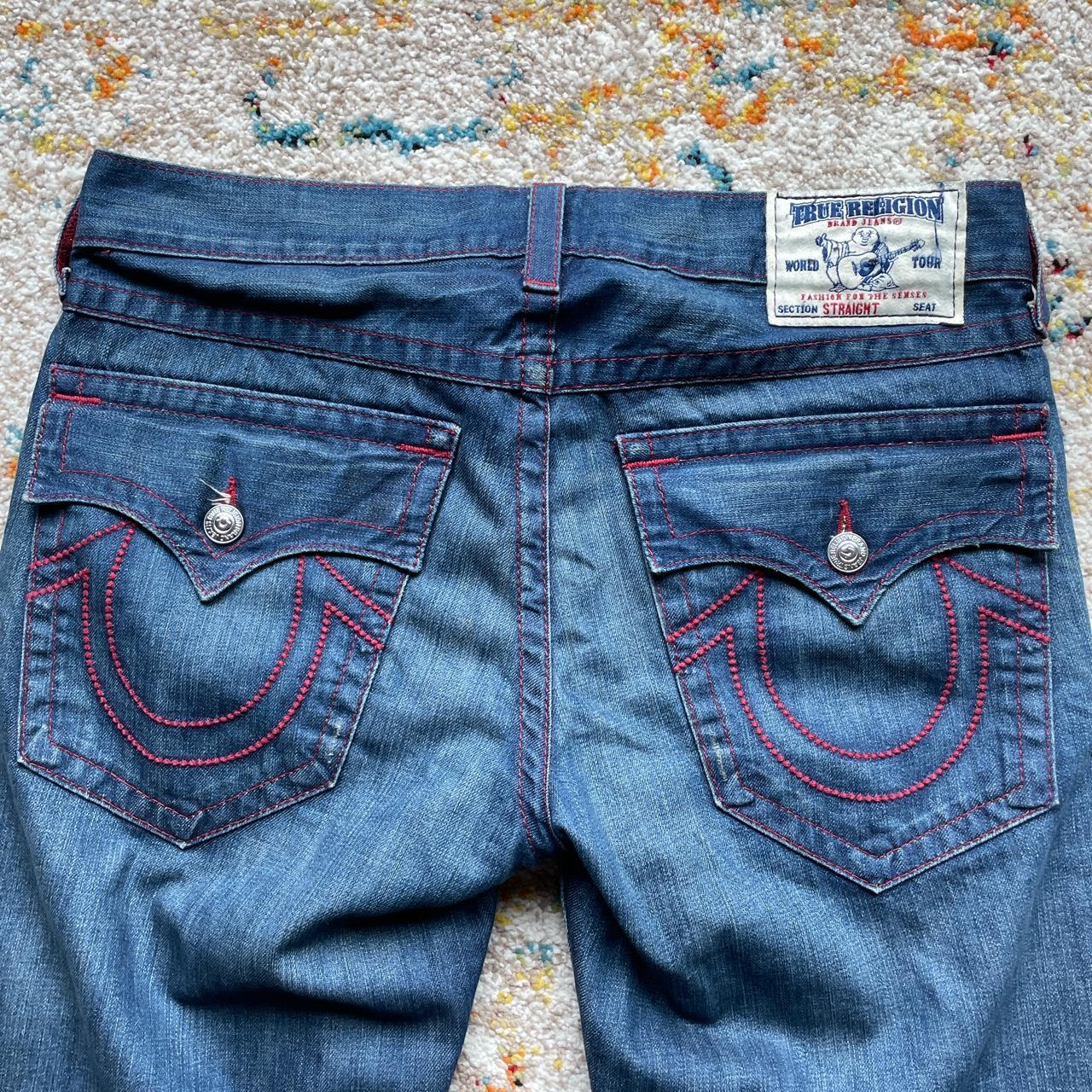 True religion red dot stitch jeans Straight... - Depop