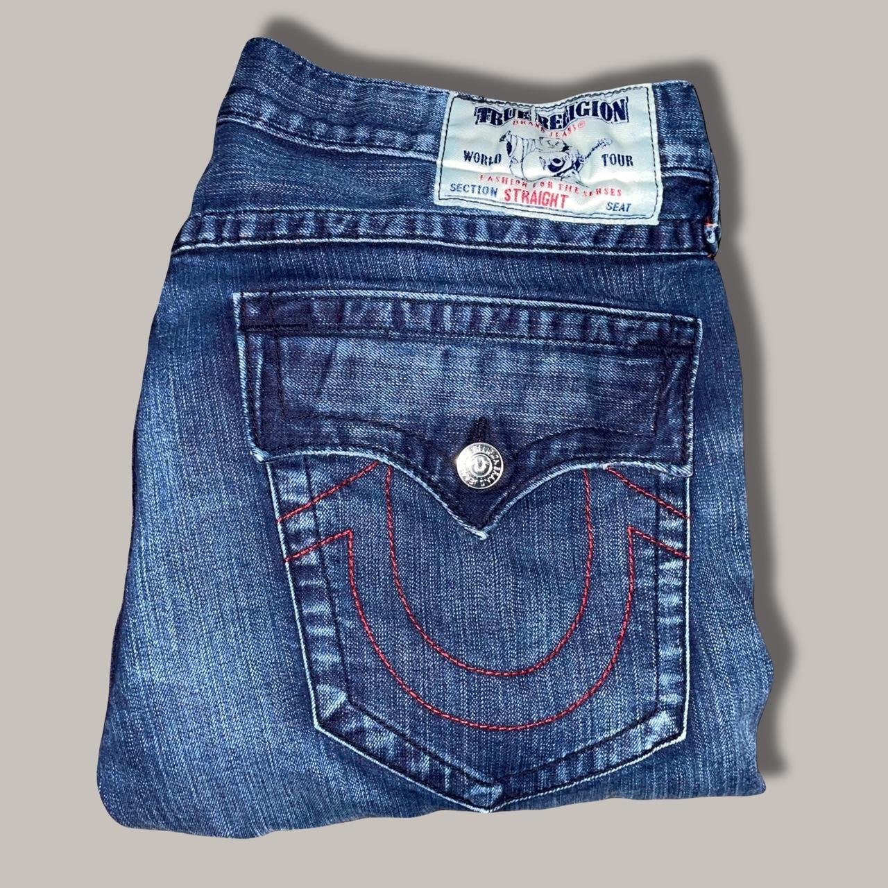 True religion jeans with red stitching Size 36 Waist... - Depop