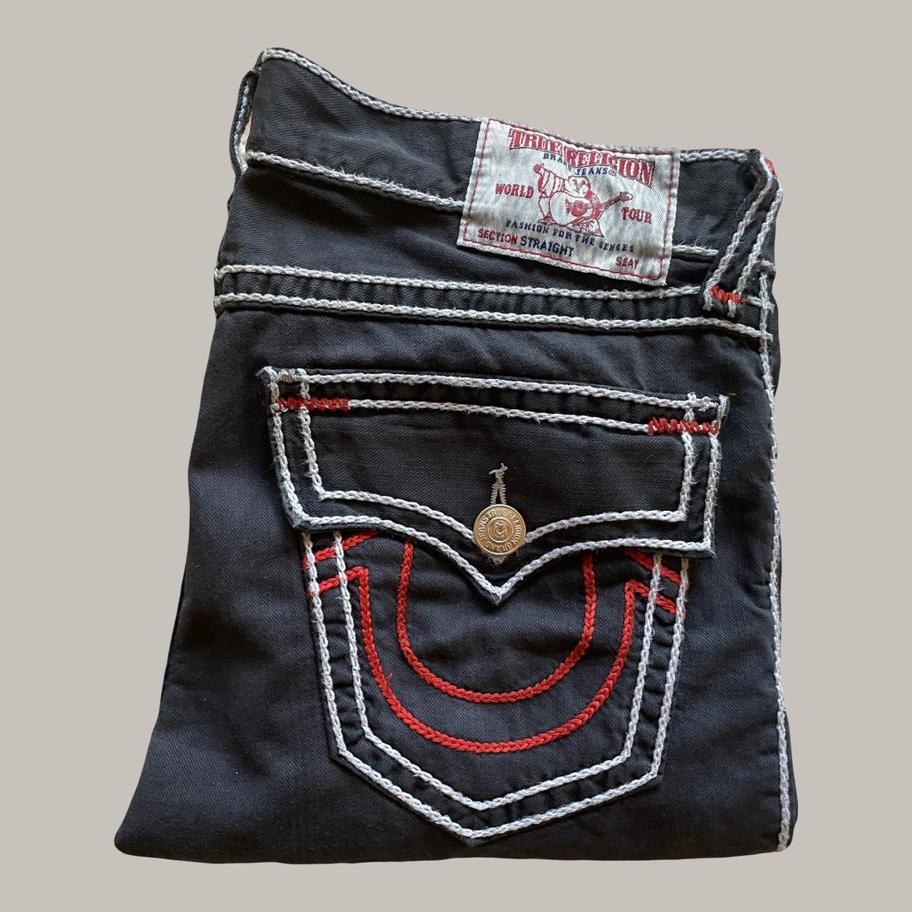 True religion rope stitch jeans Black jeans custom... - Depop