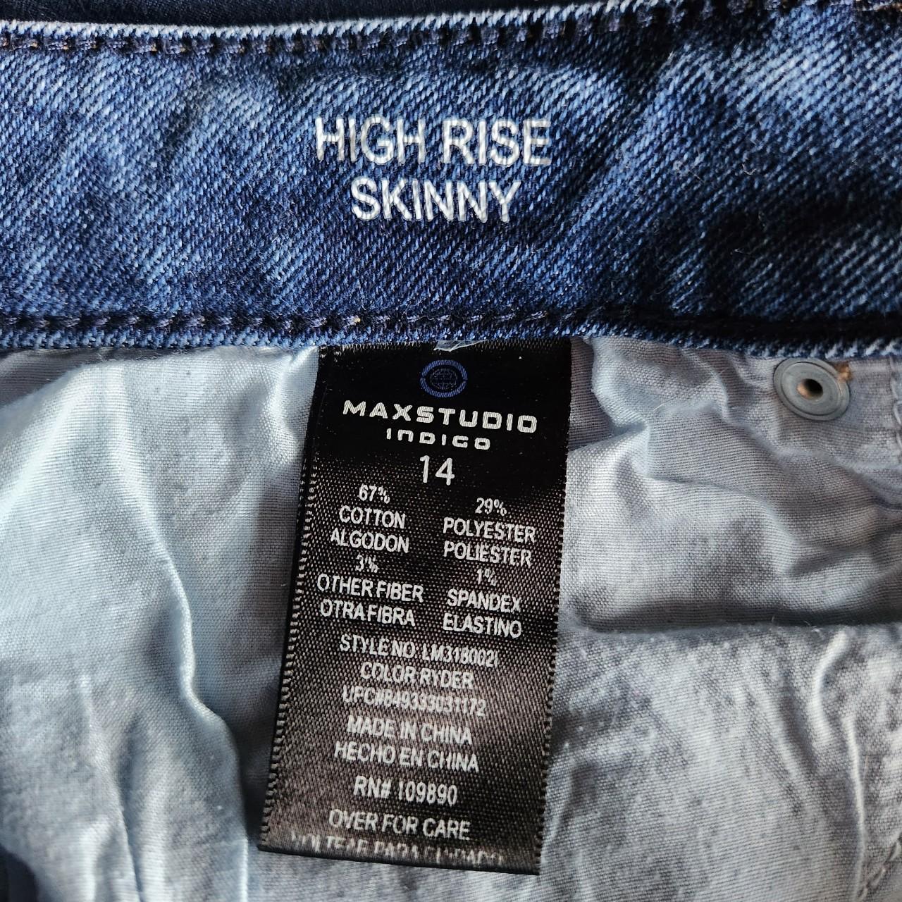 Max Studio Indigo High Rise Skinny Ankle. Size 14. | Depop