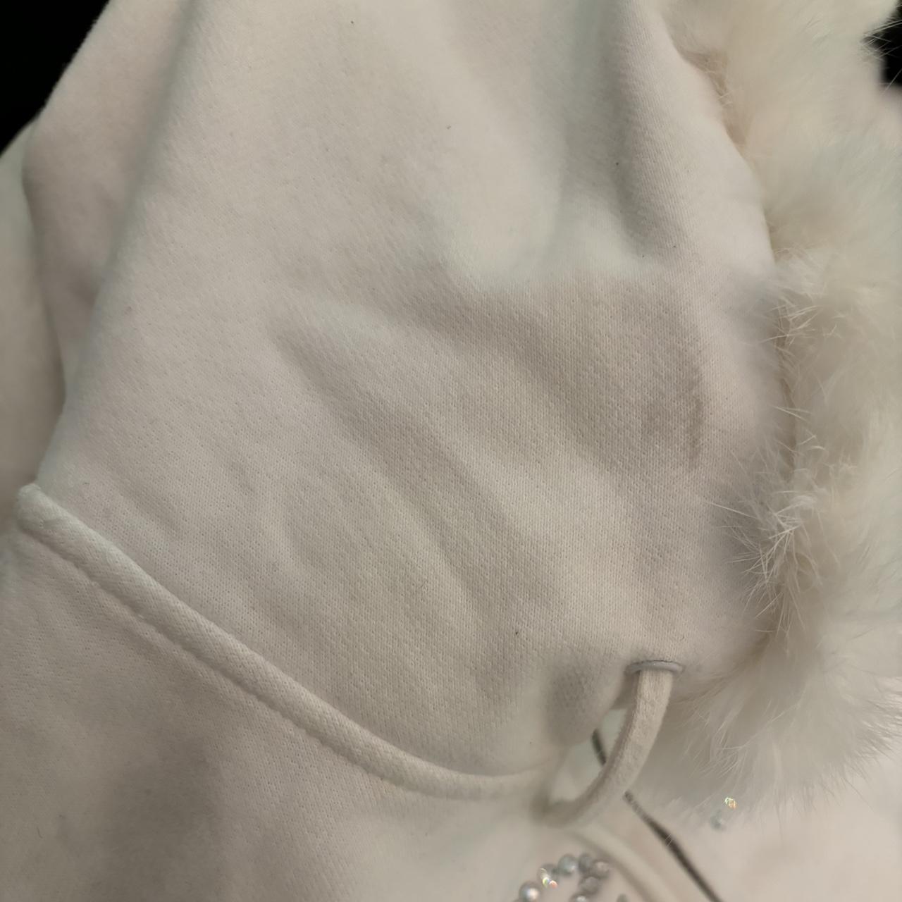 Bebe Zip Up Sweater with Fur Trim Hood and Pom | Depop
