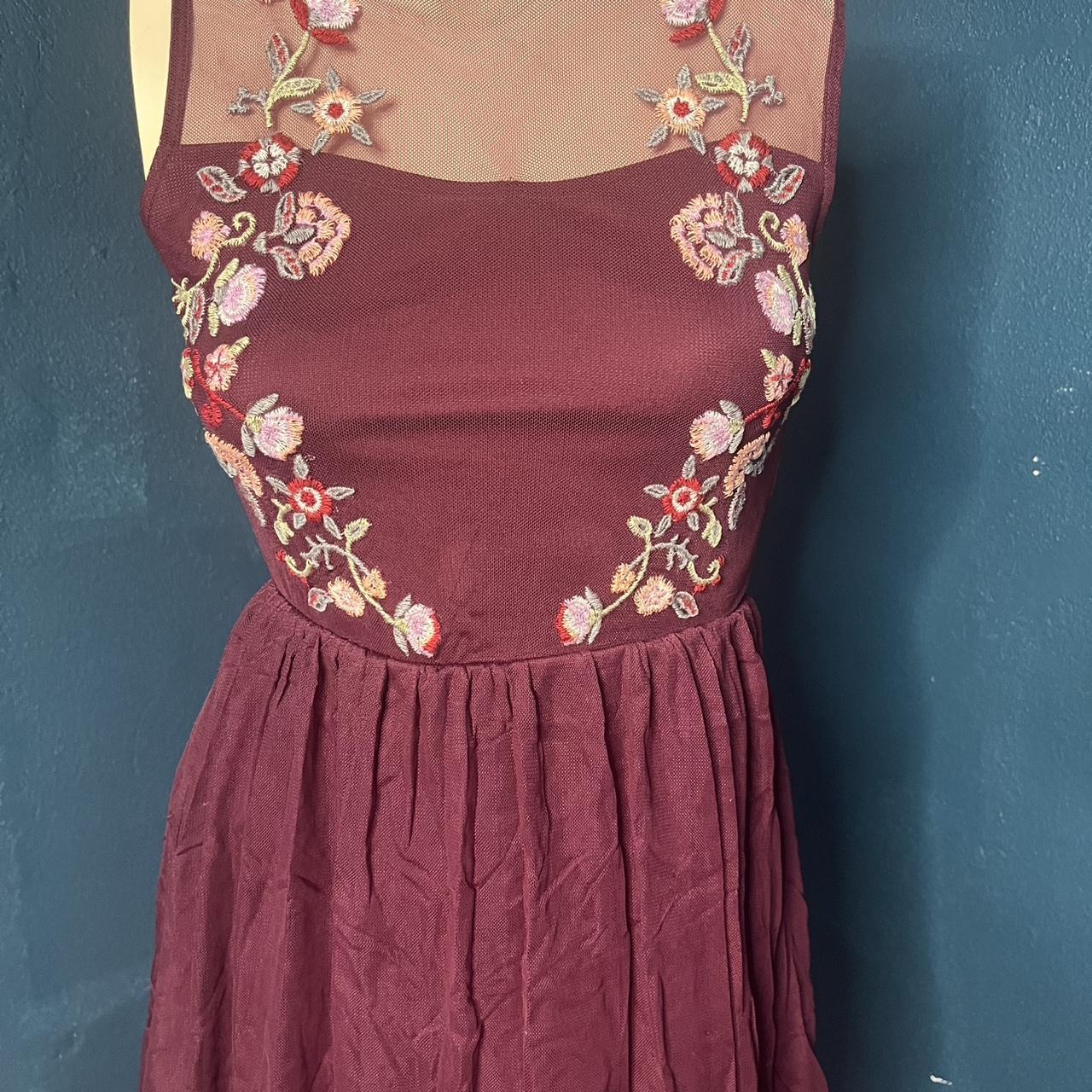 Xhilaration Women's Dress - Burgundy/Purple - XS – Exhilaration size Xs Burgundy embroidered mini dress …